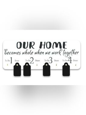 Wall-Mounted Family Organizer - Black/White To-Do Board